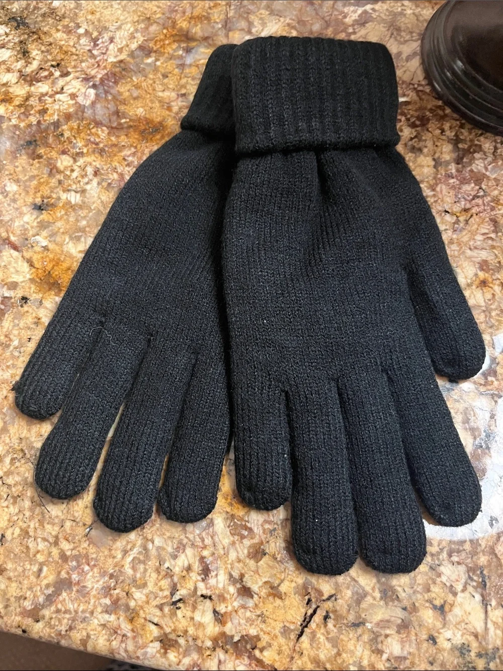 Fireside Black Knitted Cuff Gloves
